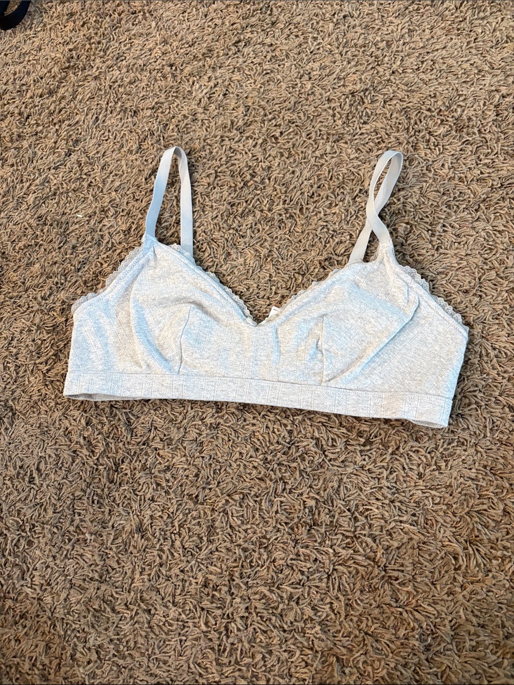 wild fable Light Gray Lace-Trim Wireless Bralette